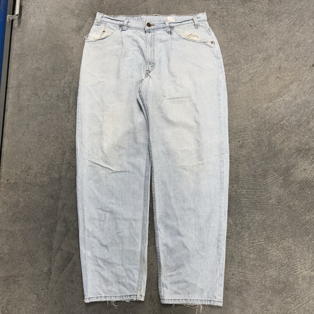 Vintage Mens Levis 580 Orange Tab Light Wash Distressed Jeans USA 36x32 Grunge